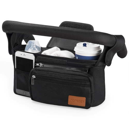 Momcozy Universal Stroller Organizer Fit for Stroller, with Insulated Cup Holder Black