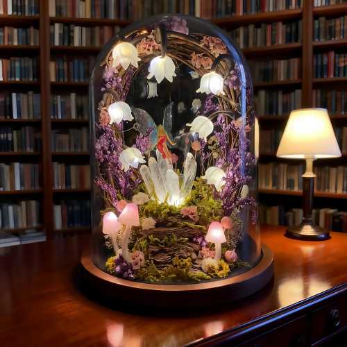 Handmade Pink Mushroom Lamp with Crystals & Butterflies | Fairycore Bedroom Decor | Unique Mother's Day and Best Friend Birthday Gift