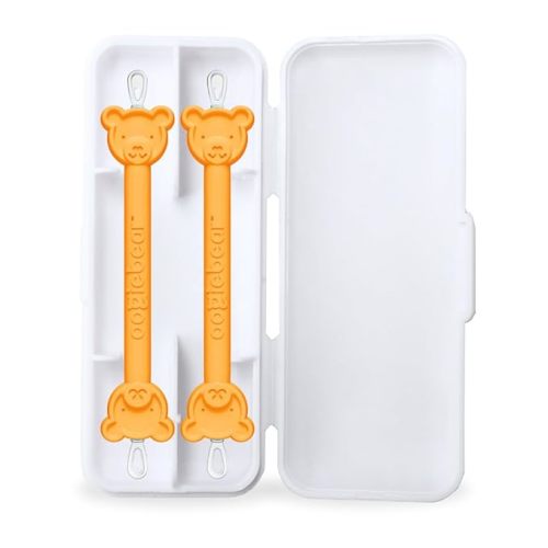 oogiebear: Baby Nose Cleaner & Ear Wax Removal Tool - Safe Booger & Earwax Removal for Newborns, Infants, Toddlers - Dual-Ended - Essential Baby Stuff, Diaper Bag, 2-Pack Orange with case