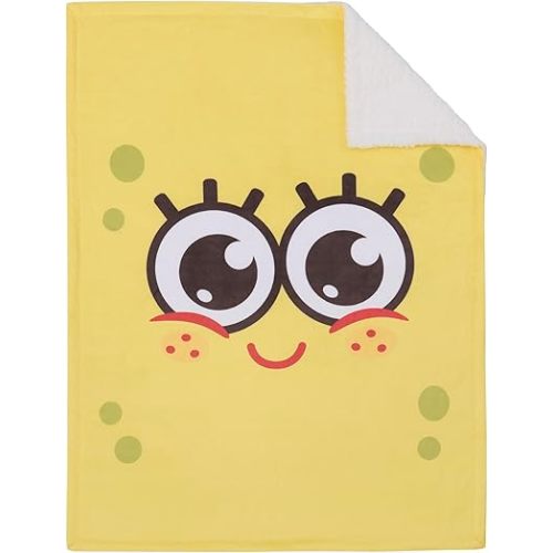 Spongebob Squarepants Super Soft Sherpa Baby Blanket, Yellow