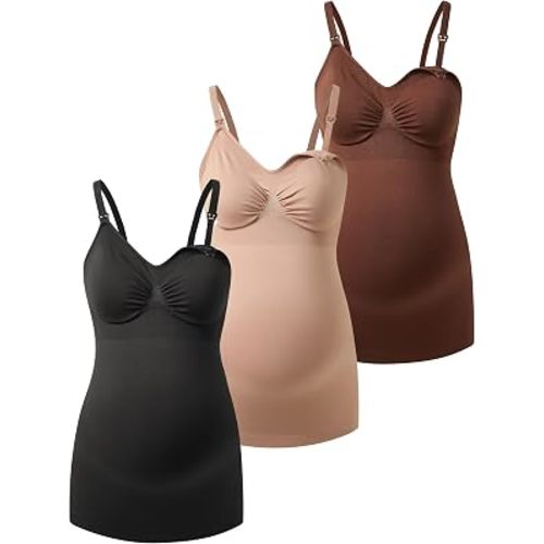 HOFISH Nursing Tank Tops with Built-in Shelf Bra, Pads Not Included