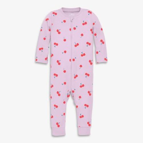 Primary Baby Organic Zip Romper In Summer Fruits In Hydrangea Cherries Size Newborn