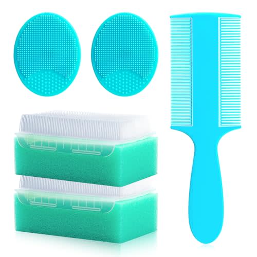 Cradle Cap Brush for Babies, 5Pcs Cradle Cap Treatment Set with Soft Bristle Brushes Silicone Scrubber Long Comb for Newborn Bathing Essentials Baby Brush and Comb Set (Green)