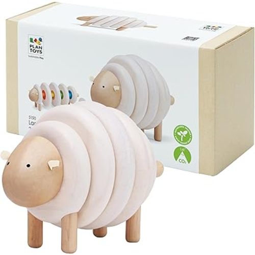 PlanToys® Lacing Sheep Wooden Threading Toy for Kids Ages 3+ | Montessori Fine Motor & Coordination Activity for Focus & Creativity | Eco-Friendly Educational Toy