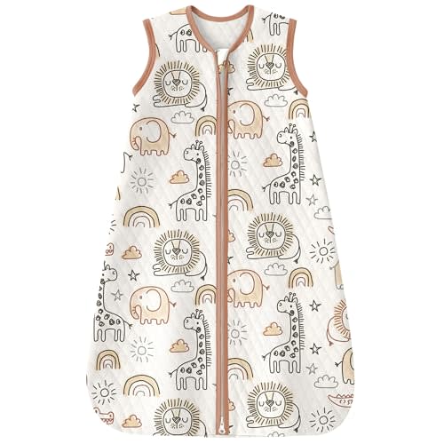 Yoofoss Baby Sleep Sack 6-12 Months 1.0 Tog Organic Cotton | Wearable Blanket for Infants 2-Way Zipper Quilted Sleeping Sacks(Medium)