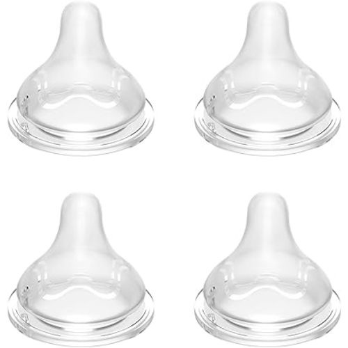 Silicone Nipples for Pigeon Bottles, Anti-Colic Replacement Nipple for Baby 6m+, BPA Free, Fast Flow, Size L, 4 Count