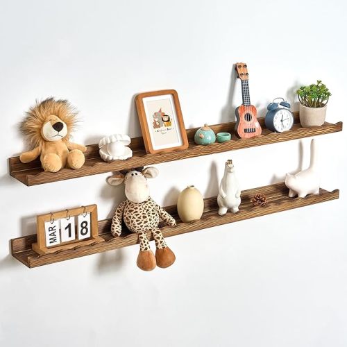 Estante de repisas para fotos, estante de 122 cm de madera de pino para habitación de bebé, juego de 2 - Estantes de pared para habitación de los niños, decoración del hogar - Especias