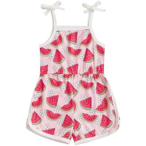 WZTYYDS Toddler Baby Girl Summer Clothes Floral Romper Tie-Up Strap Halter Jumpsuit Infant Summer Sling Playsuit 6M-3T