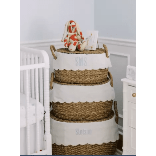 Bunny Williams Nesting Baskets with Scalloped Liner - Set of 3