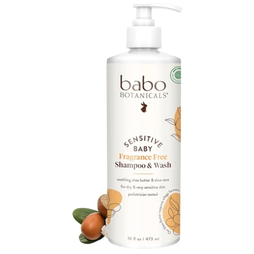Babo Botanicals Sensitive Baby Fragrance-Free 2-in-1 Shampoo & Wash - Shea Butter, Calendula & Aloe Vera - EWG Verified - Cruelty-Free - Vegan - Pediatrician Tested - For Babies & Kids