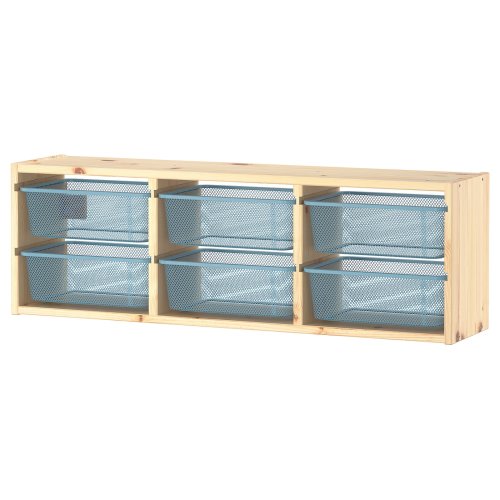 TROFAST Wall storage - light white stained pine/gray-blue 36 5/8x8 1/4x11 3/4 "
