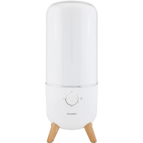 Homedics Ultrasonic Humidifier, Bedrooms and Home Offices, 0.97-Gallon Tank, 45-Hour Runtime, Visible Ultra-Quiet Cool Mist, Aromatherapy, Demineralization Cartridge, Night-Light, Auto-Off, White