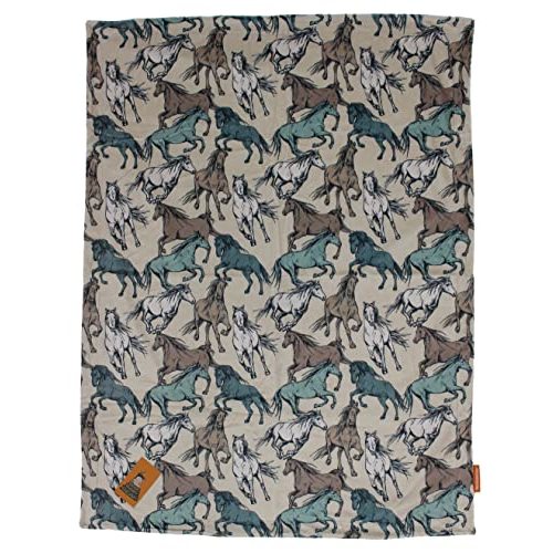 Dear Baby Gear - Reversible Baby Blankets - Soft Nursery Blanket for Newborn - Toddler Blankey - Throw Blanket for Boys & Girls - Infant Blankets - 40x30 (Tan Teal Horses Aztec Print)