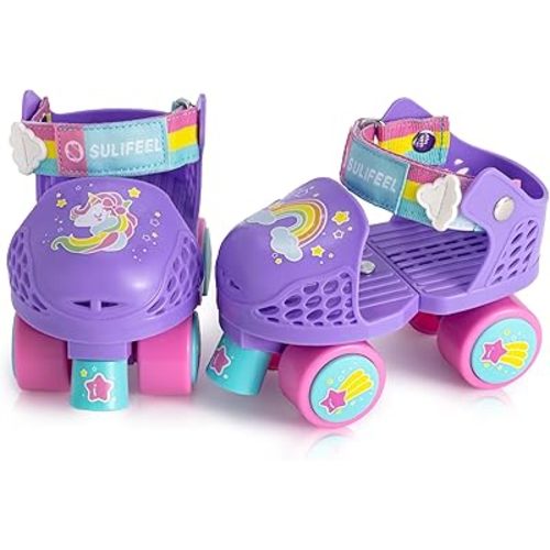 SULIFEEL Kids Adjustable Quad Roller Skates,Toddler Beginner Roller Skates for Girls and Boys Age 2-5 Years Old