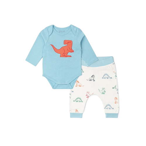 M+A by Monica + Andy Organic Cotton Gender Neutral First Moves Bodysuit + Groove Pant Set, Sizes Newborn -24 Months