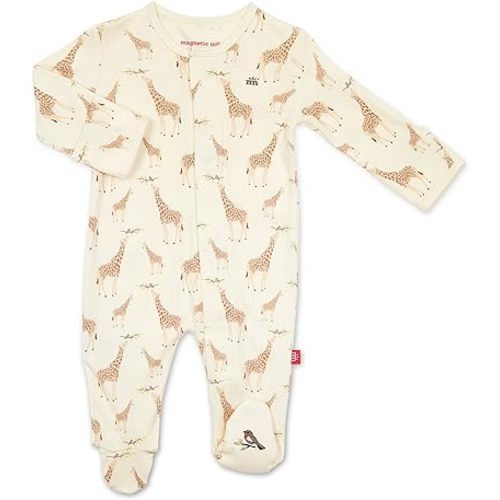 Amazon.com: Magnetic Me 100% Organic Cotton Magnetic Baby Footie Pajamas | Super Soft Cotton Fabric | Cream Jolie Giraffe | 0-3 Months : Clothing, Shoes & Jewelry