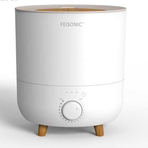 FEISONIC Humidifiers for bedroom home with diffuser, cool mist air humidifier for baby, office, plants, Easy clean Top fill, 0.5 Gal. Small, Silent 20dB Lasts up to 20Hrs, Touch timer Auto shut-off