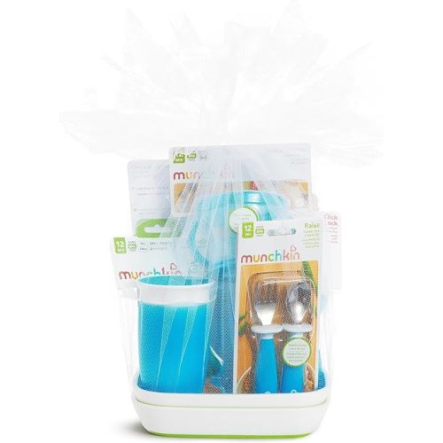 Munchkin® 1st Birthday Baby/Toddler Gift Set, Includes Sippy Cups, Plates, Feeding Utensils, Snack Catcher, Bath Toy and Teether, Blue