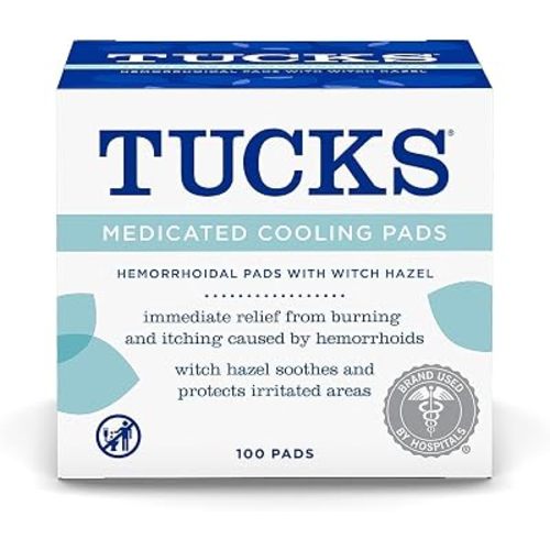 TUCKS Medicated Cooling Pads, Witch Hazel Hemorrhoid Treatment, 100 Count