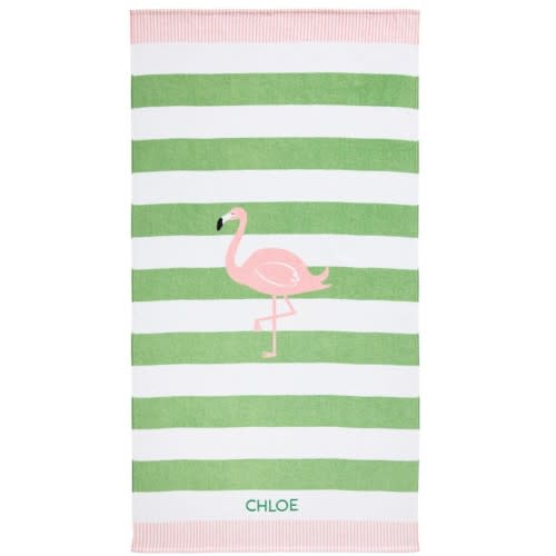 Rugby Stripe Flamingo Kid Beach Towel UPF 50+