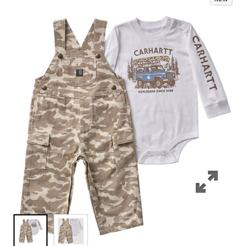 Boys' 2-Piece Long Sleeve Bodysuit & Printed Canvas Overall Set (Baby) | Carhartt