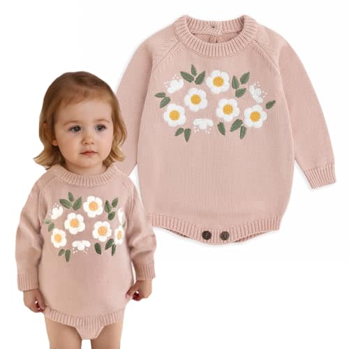 Simplee kids Baby Girls Kint Romper Fall Long Sleeve Rompers Newborn Baby Solid Overall Jumpsuit Outfits