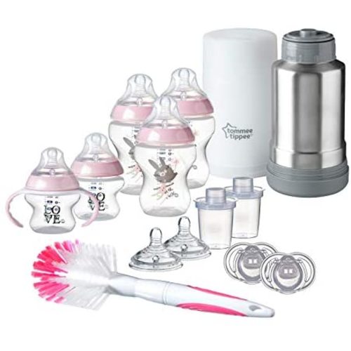 Tommee Tippee Closer to Nature Newborn Baby Feeding Starter Set - Pink, Girl (Design May Vary)