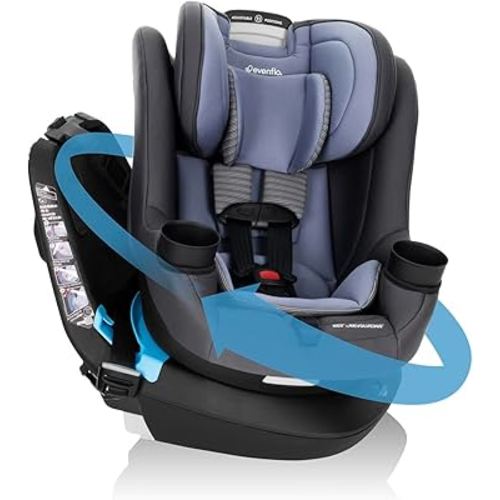 Evenflo REO by Revolve360 Rotating 2-in-1 Convertible Car Seat, 360 Degrees, Infant to Toddler, Forward and Rear Facing, Compact Design, One-time Install (Brookline)