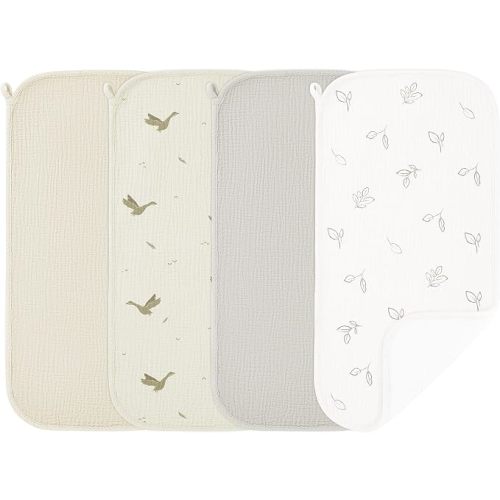 Susurration Muslin Burp Cloths, Soft Baby Burping Cloths for Unisex Boys and Girls, Newborn Essentials Large Extra Absorbent Washcloths, 20x10in, 4 Pack
