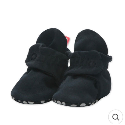 Zutano Cotton Gripper Stay-On Baby Bootie Slipper - Black