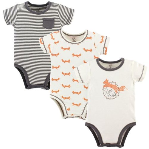 Touched by Nature Baby Boy Organic Cotton Bodysuits 3pk, Fox