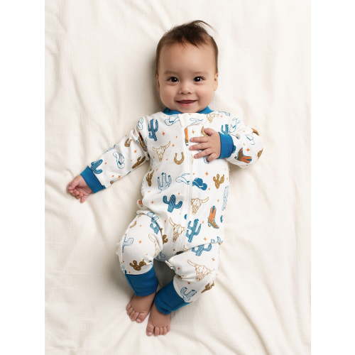 Monica + Andy Organic Cotton Gender Neutral Long Sleeve Baby One-Piece Pajama, Sizes Newborn - 24 Months