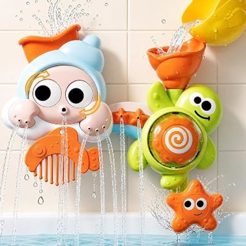 DOLIVE Toddler Bath Toys for Kids Ages 1-3, Waterfall Bathtub Toys for Baby Boys Girls Gifts, Early Developmental Shower Toy with Strong Suction Cups