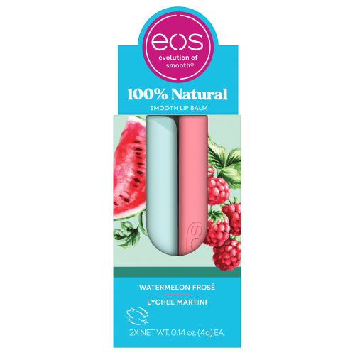 eos 100% Natural Lip Balm- Watermelon Frosé & Lychee Martini, 2-Pack, 0.14 oz