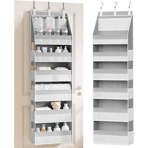 CERETIA Over the Door Organizer, Closet Hanging Storage for Nursery, Grey