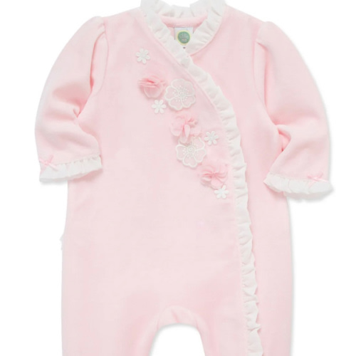Flowers Velour Footie (3M-9M)