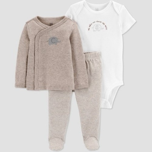 Baby 3pc Top and Bottom Set with Cardigan - Just One You® made by carter's Gray 3M