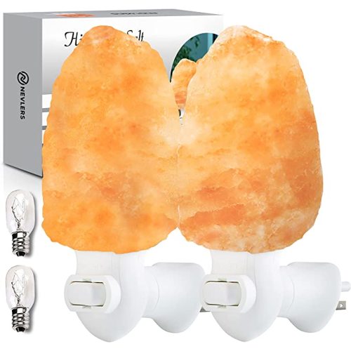 Nevlers 2 Pack Authentic Himalayan Salt Lamp Night Light Plug In | 5.5" Himalayan Salt Rock Night Light | The Himalayan Salt Night Light is Hand Carved, UL Listed Himalayan Salt Plug In Includes Bulbs - Natural