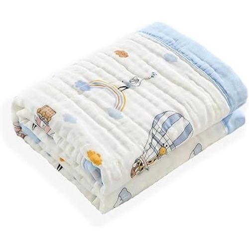 Muslin Quilt Baby Blankets 43 * 43in, Neutral Toddler Cooton Swaddle Blanket, Soft Receiving Blankets for Unisex Baby Girl Boy,Cobijas para Bebe, Newborn Nuilt Crib