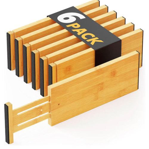 Amazon.com: SpaceAid Bamboo Dresser Drawer Dividers 6 Pack, 4.65“ High Adjustable 12.5“-17” Drawer Organizers, Expandable Organization for Clothing, Clothes, Dressers, Natural