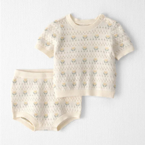 Baby Girl Organic Cotton Sweater Set in Honey Floral Print  - Little Planet | Carter's