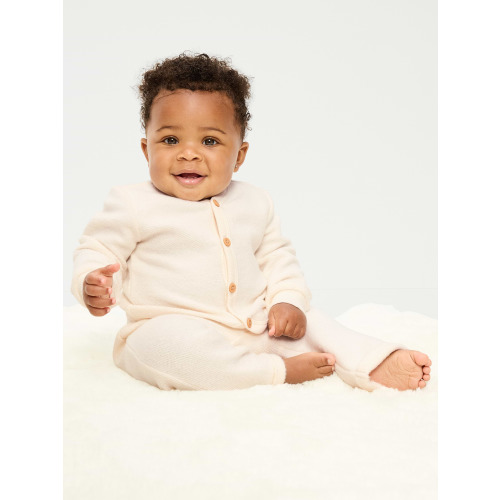 Long-Sleeve Button Front Fleece Top and Pants Set for Baby