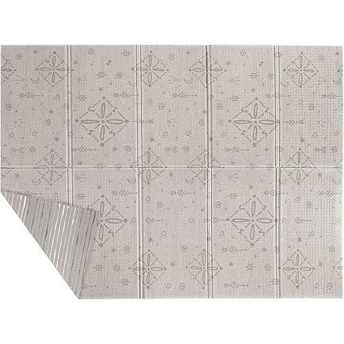 Nuby Reversible Baby Floor Mat, 77" x 58" - Foldable and Lightweight Infant Play Mat - Easy Storage and Travel - Graceful Gray