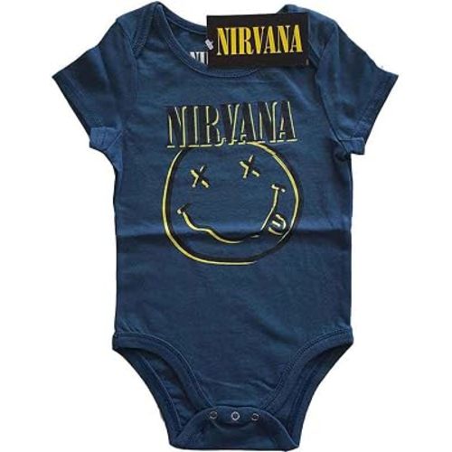 Nirvana Inverse Happy Face Baby Bodysuit – Navy Blue