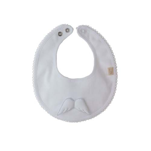 Heavenly Softness: Baby Gi Interlock Cotton Bibs with Angel Wing Detailing-White