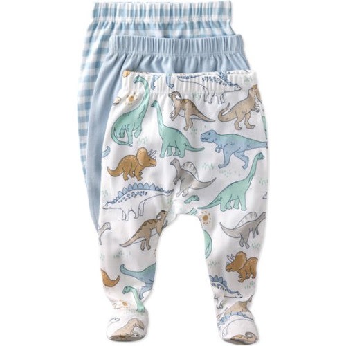 Fallon Footed Organic Cotton Assorted 3-Pack Pants, 3-6M