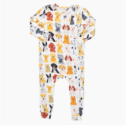 Baby Bamboo Romper - Small Watercolor Dogs – Pink Chicken