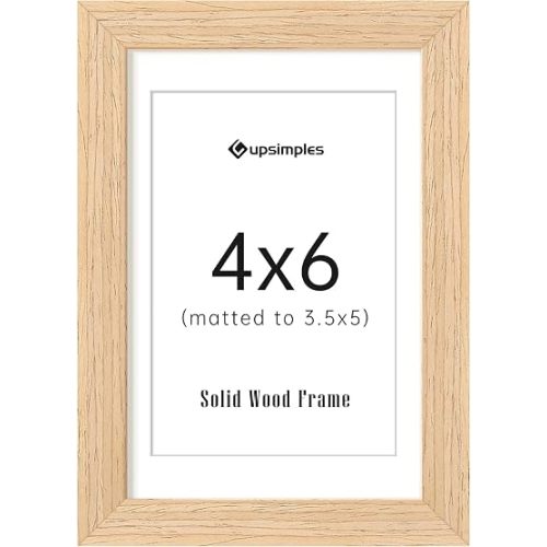 upsimples 4x6 Picture Frame Solid Wooden, Nursery Decor, 1Pack Natural