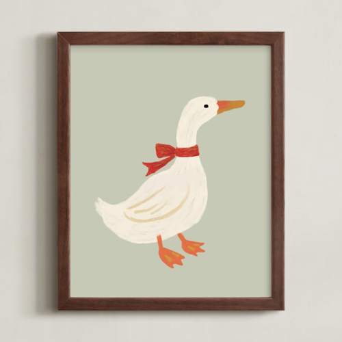 Duck With Ribbon Limited Edition Nursery Art Print by Cass Loh