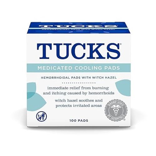 TUCKS Medicated Cooling Pads, Witch Hazel Hemorrhoid Treatment, 100 Count